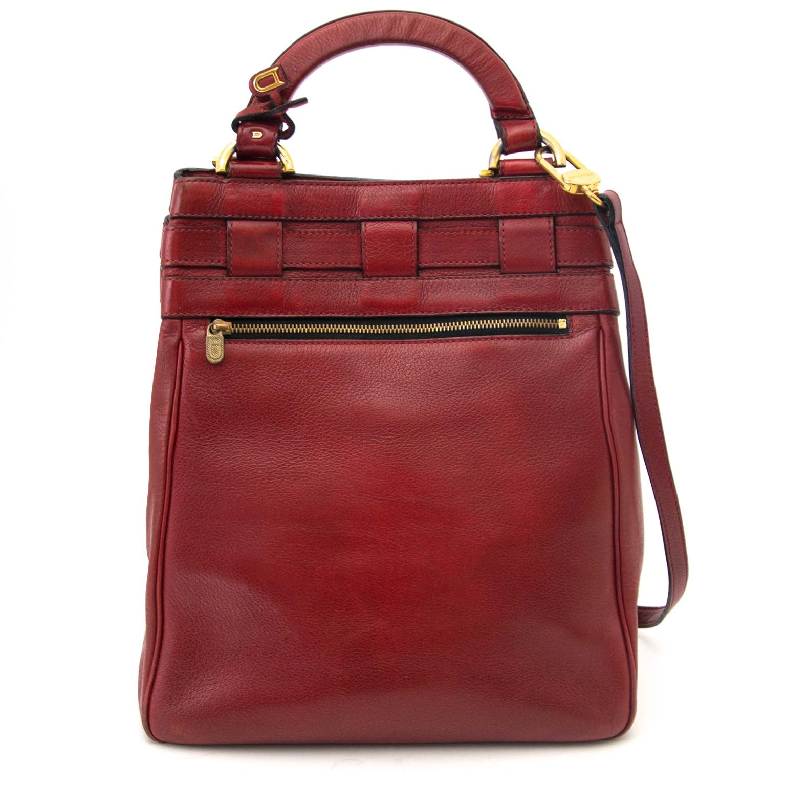 Delvaux Red Leather Bucket Bag
