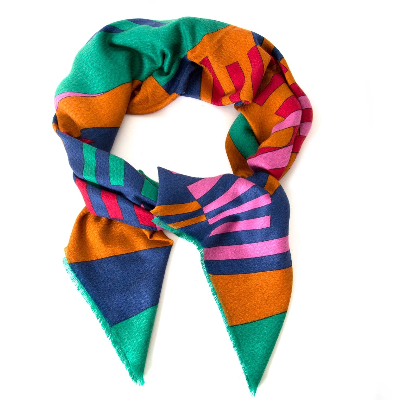 Delvaux Multicolor Cashmere Scarf now for sale at labellov vintage fashion webshop belgium