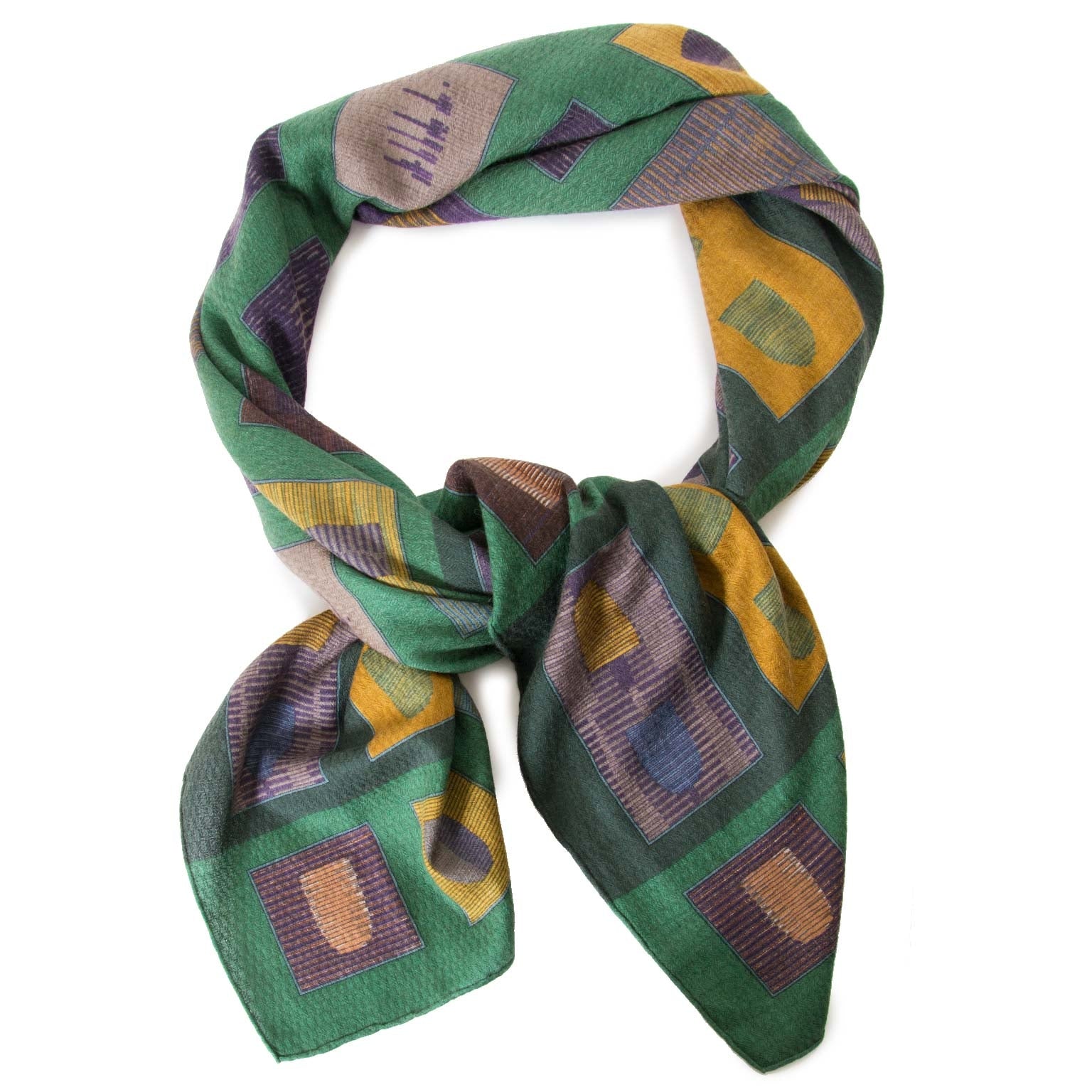 Delvaux Green Cashmere 'D' Scarf now for sale at labellov vintage fashion webshop belgium