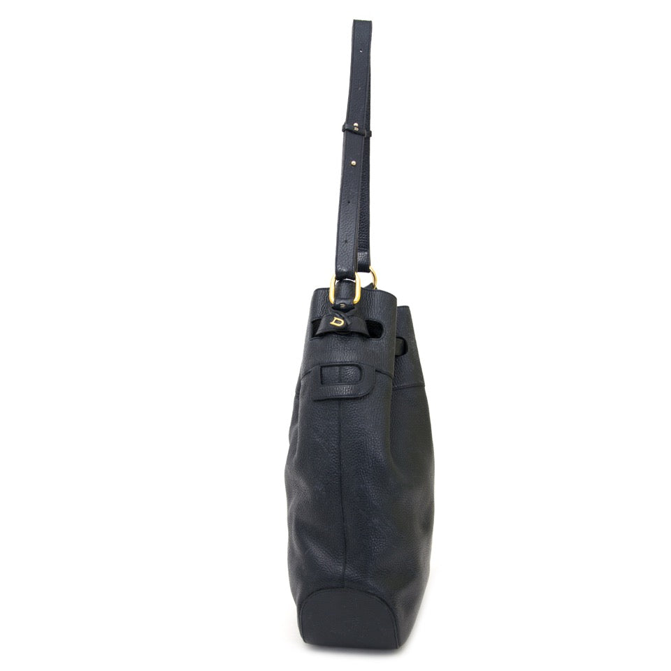 Tweedehands Delvaux donkerblauwe schoudertas online te koop bij Labellov