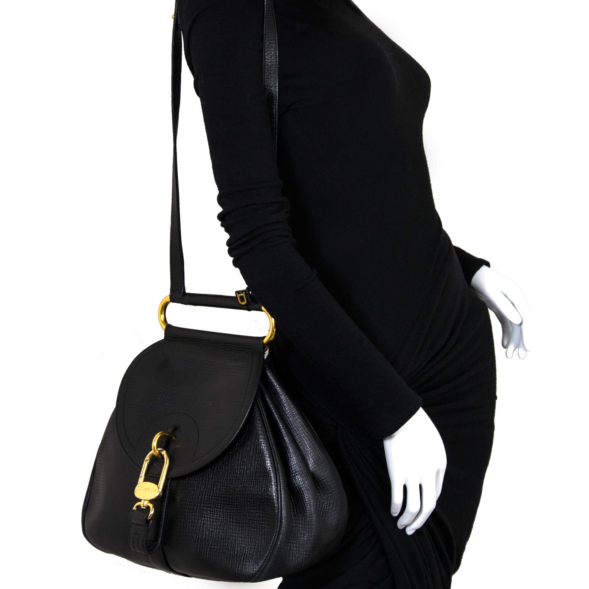 Sac à dos / à bandoulière Delvaux Cerceau en cuir noir