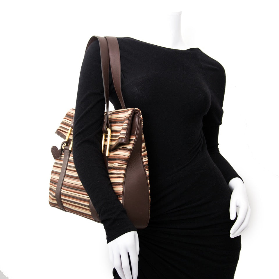 acheter en ligne comme neuf sac a main Delvaux Givry Toile Macaron