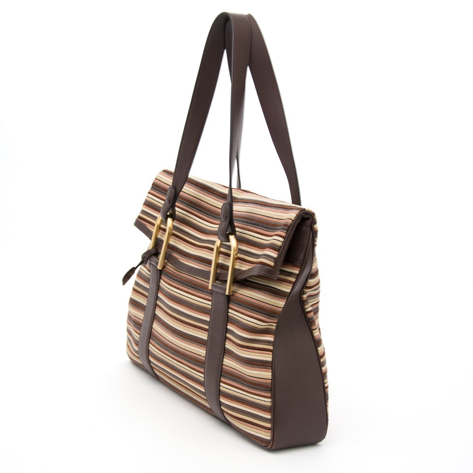shop safe online secondhand designer Delvaux Givry Toile Macaron at the best price online