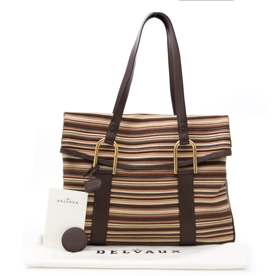 acheter en ligne pour le meilleur prix sac a main shop safe online secondhand designer Delvaux Givry Toile Macaron at the best price online