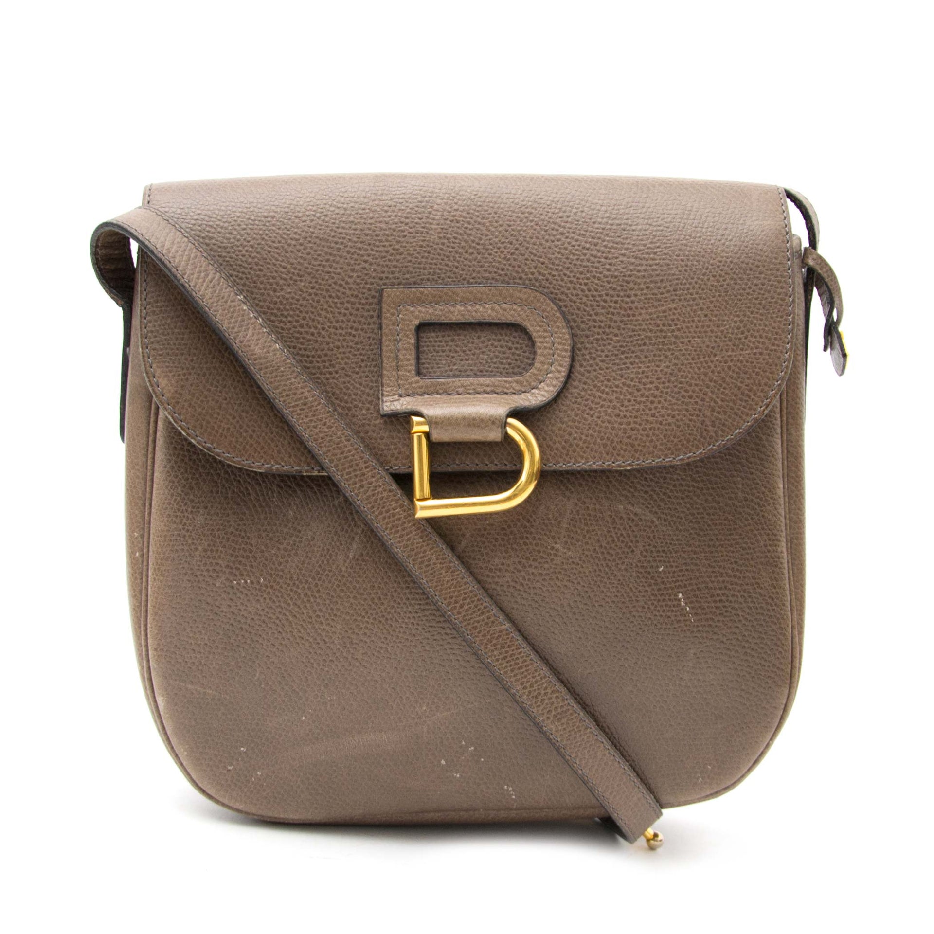 Delvaux Taupe Crossbody Bag for sale in Antwerp, www.labellov.com, seller vintage luxurious designer goods.