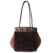 delvaux brown shearling and suede shoulder bag now for sale at labellov vintage fashion webshop belgium