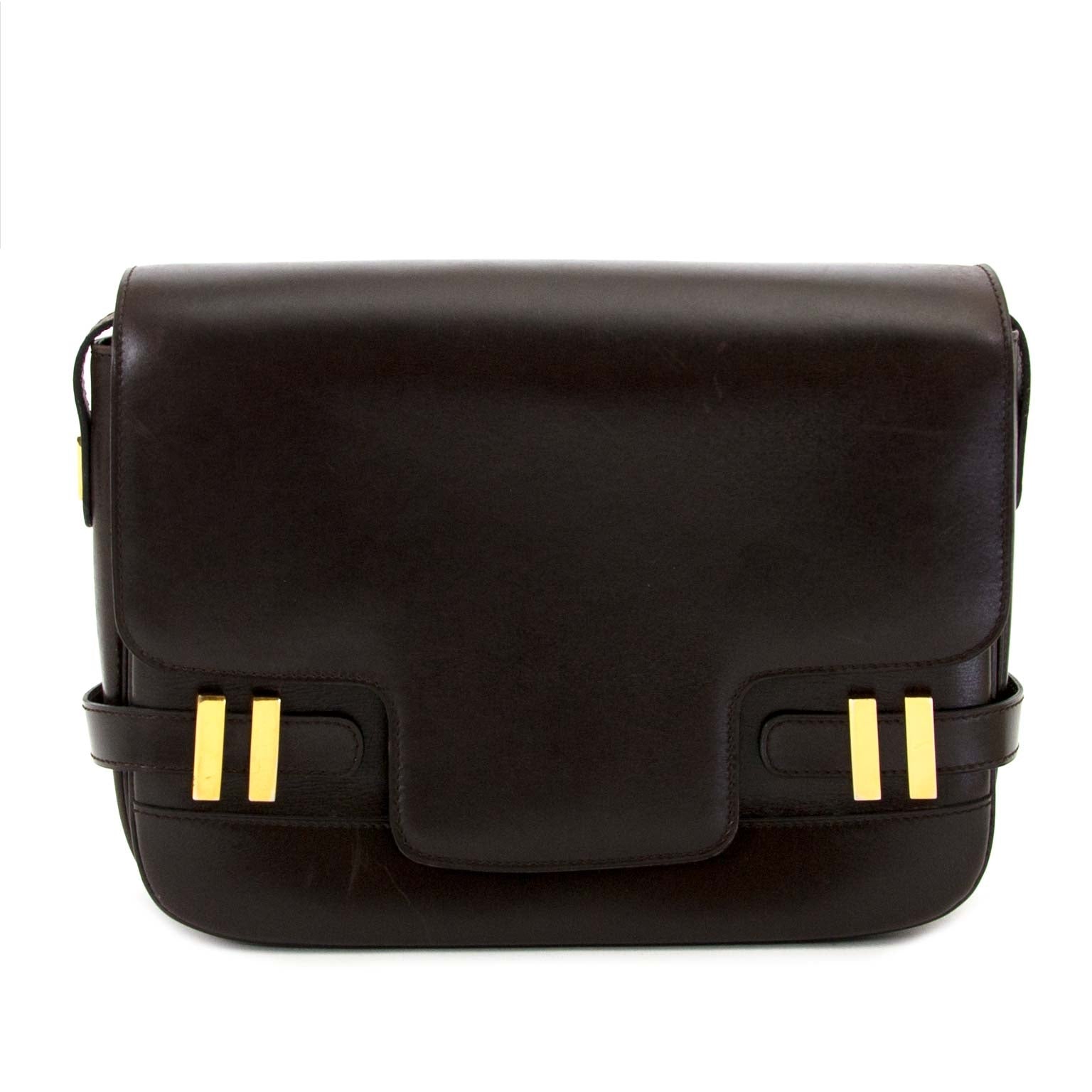 Sac à bandoulière Delvaux en cuir marron, modèle « Xylophone »