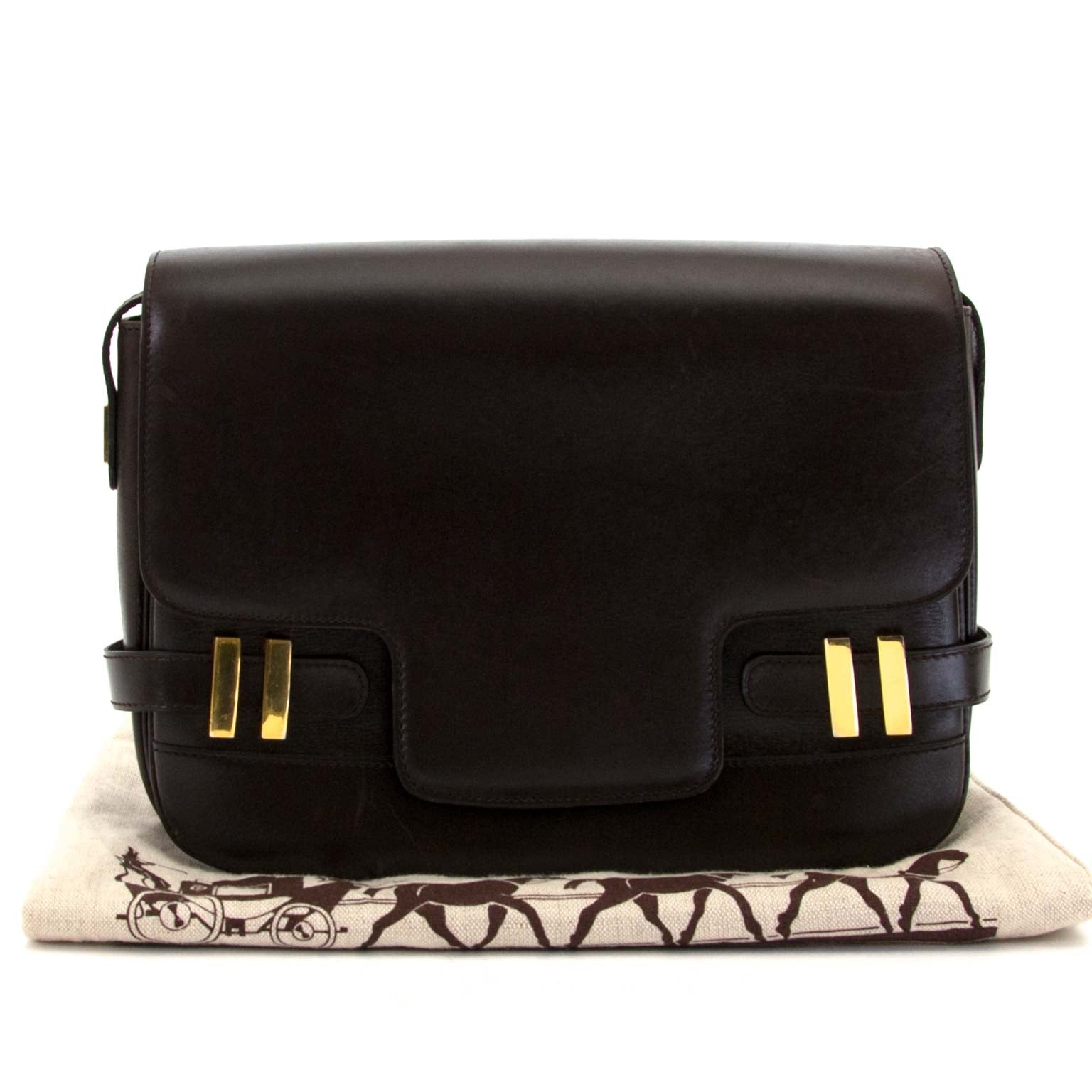 Sac à bandoulière Delvaux en cuir marron, modèle « Xylophone »