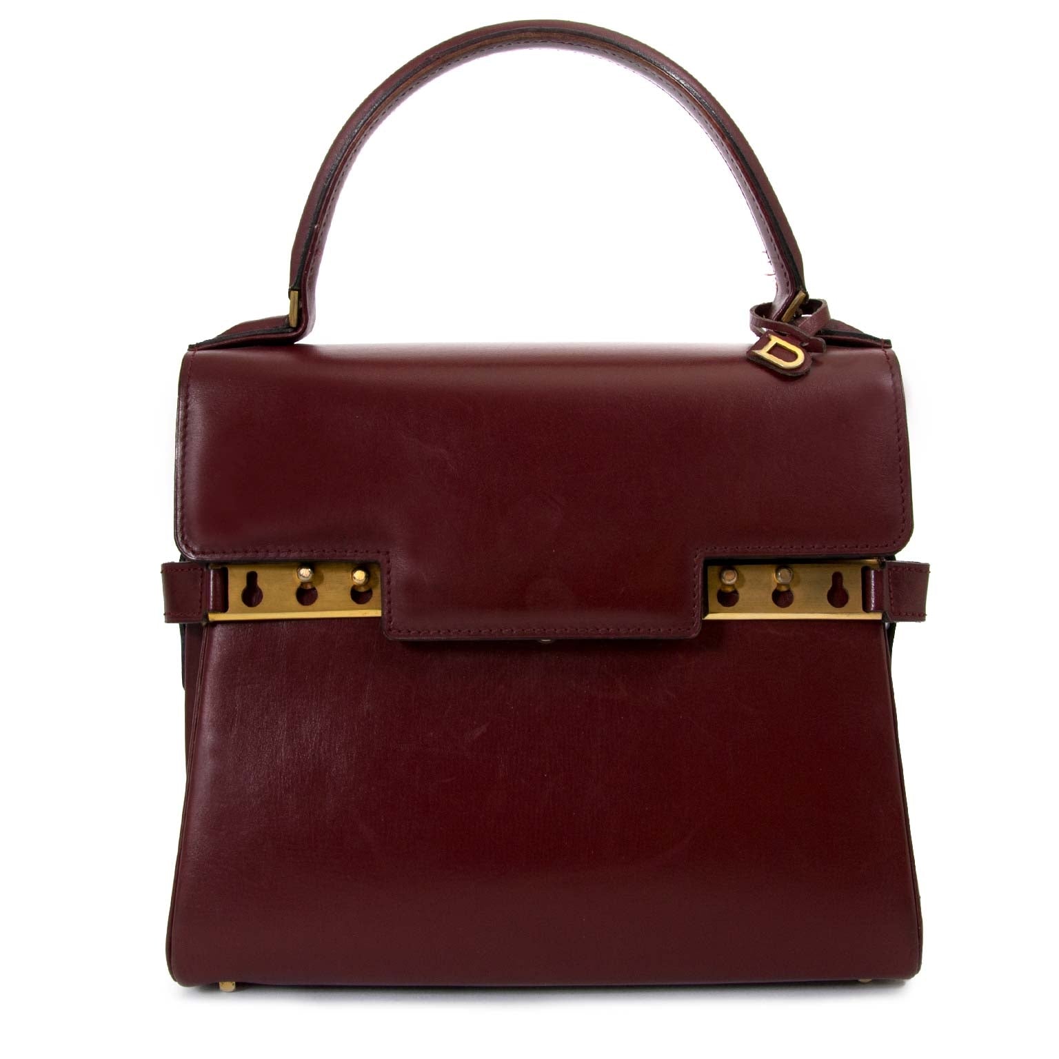 Delvaux Tempête Burgundy Boxcalf PM for the best price at Labellov secondhand luxury in Antwerp