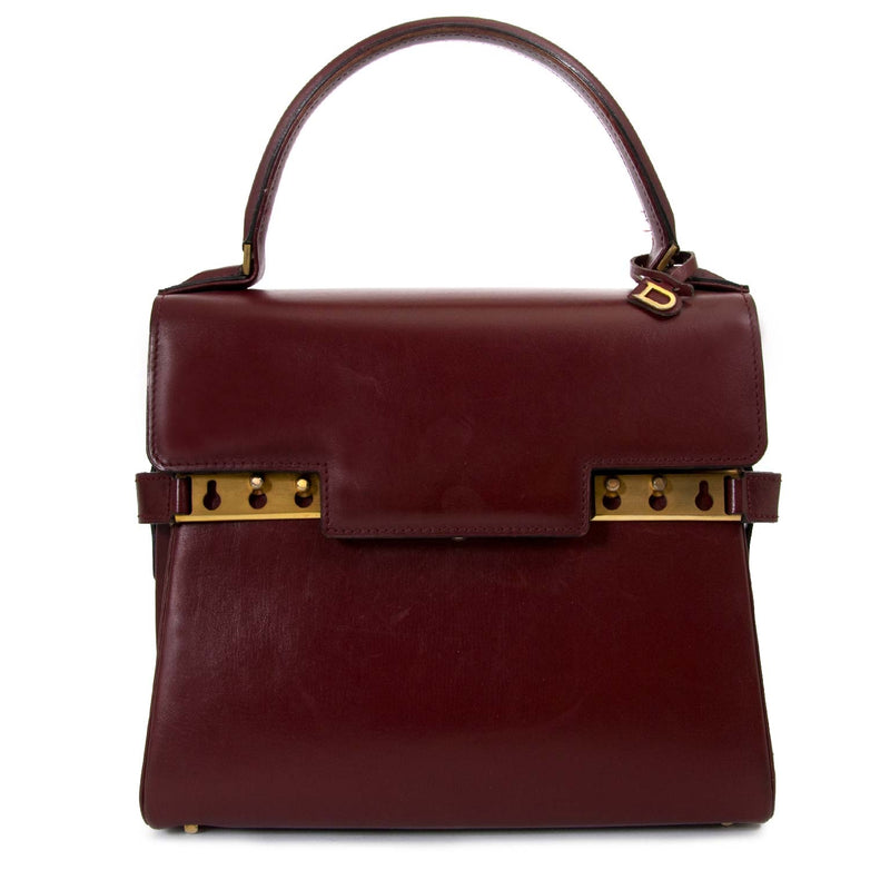 Delvaux Tempête Burgundy Boxcalf PM for the best price at Labellov secondhand luxury in Antwerp