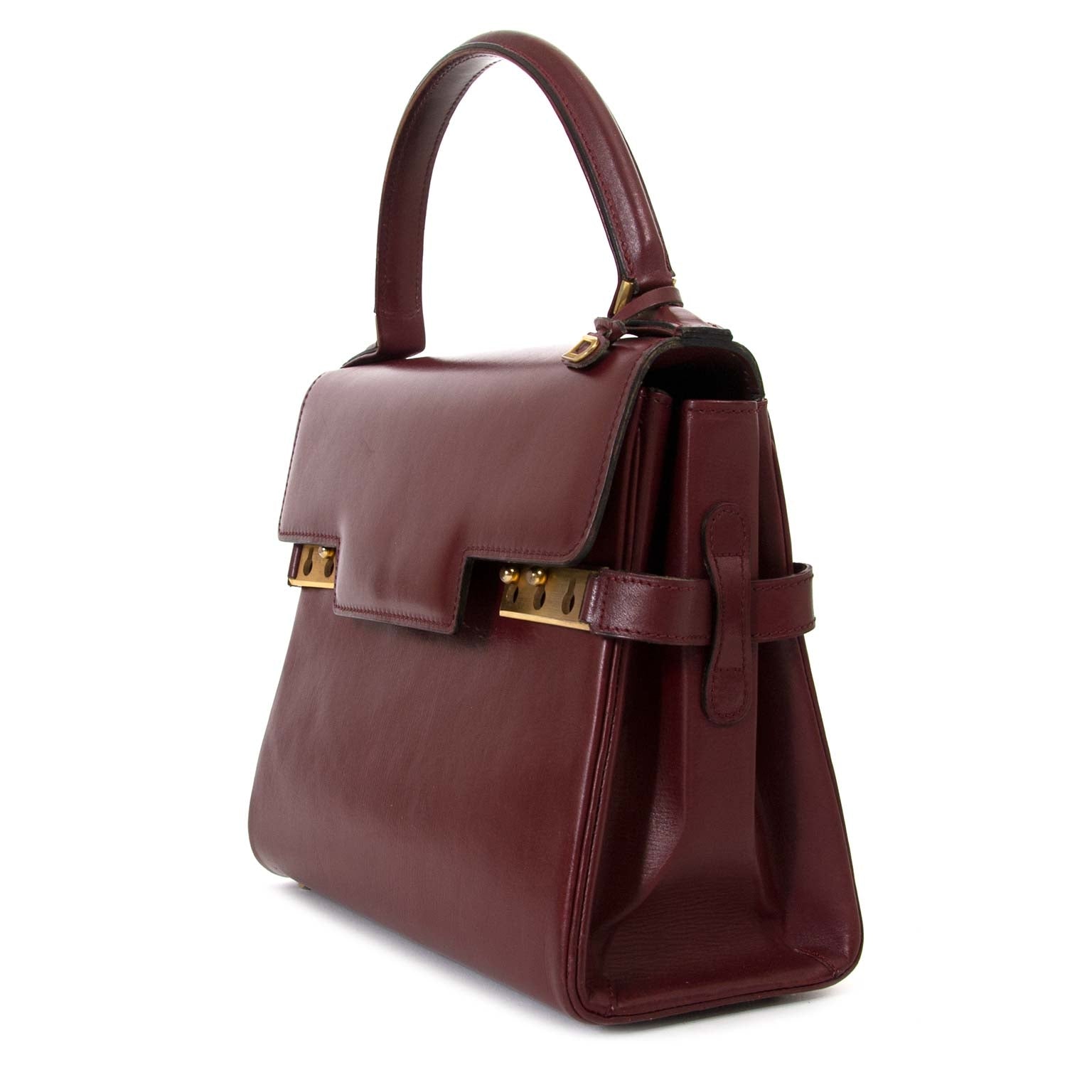 Delvaux Tempête Burgundy Boxcalf PM pour le meilleur prix chez Labellov à Anvers, Belgique