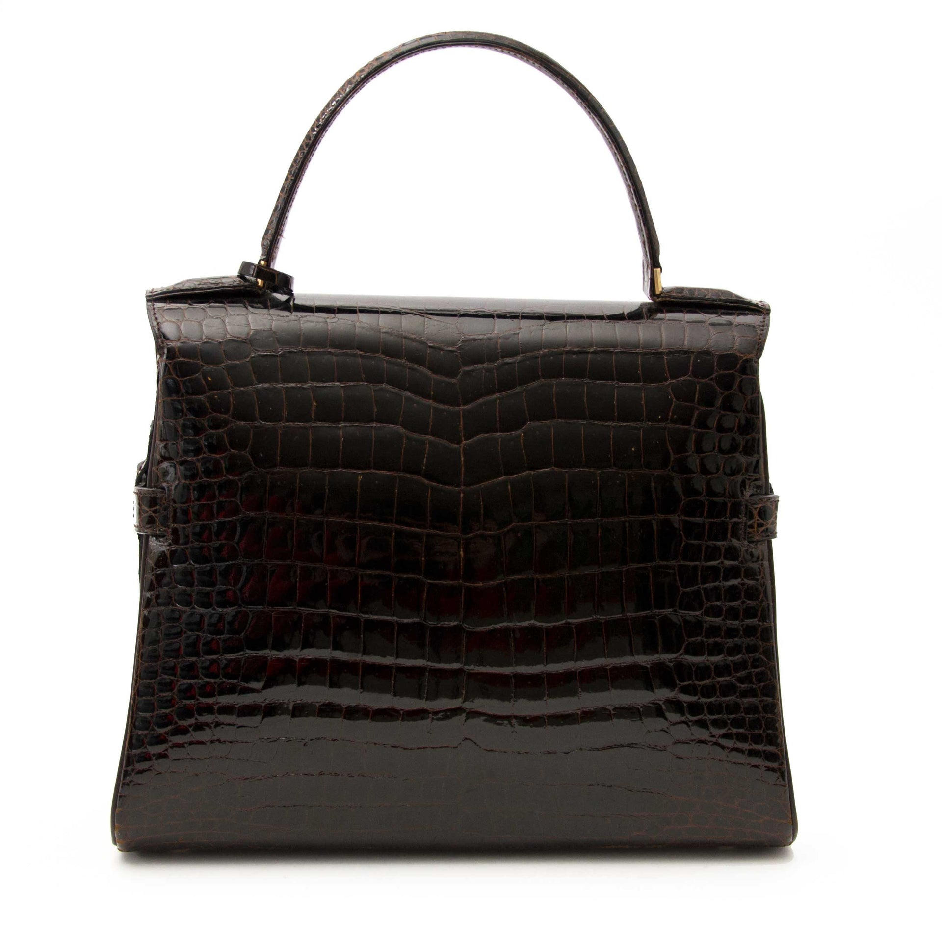 koop jou hard to find as new vintage Delvaux Tempete PM Croc Brown onlin aan de beste prijs