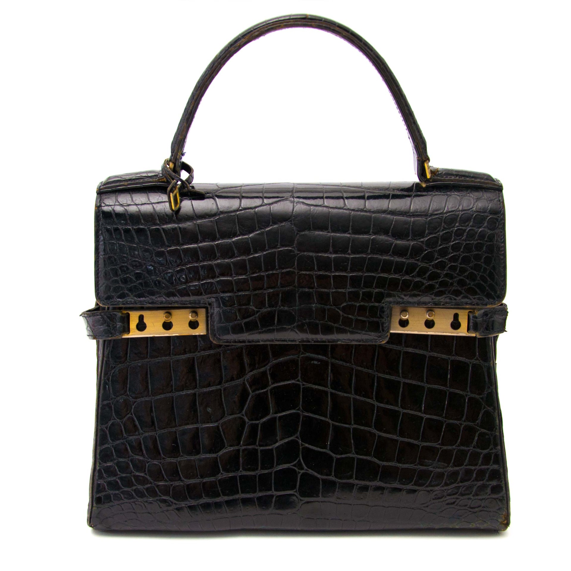 VintageDelvaux Black Croco Tempete