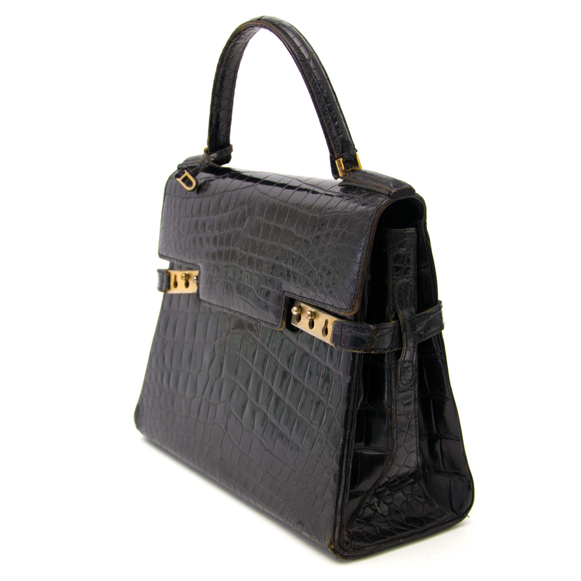 VintageDelvaux Black Croco Tempete