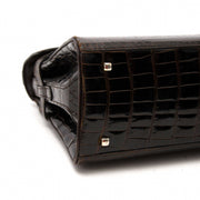 hard to find as new vintage Delvaux Tempete PM Croc Brown