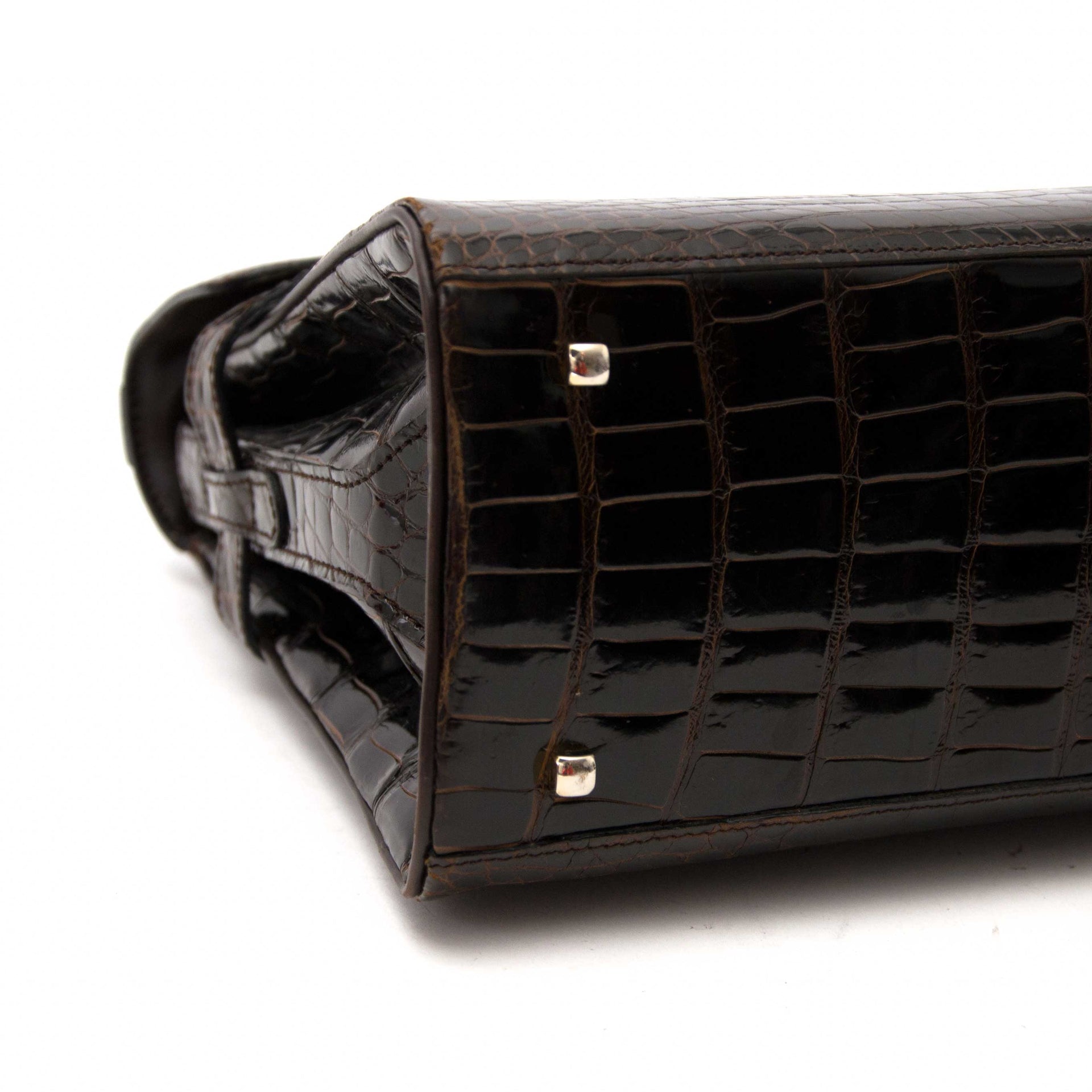 hard to find as new vintage Delvaux Tempete PM Croc Brown