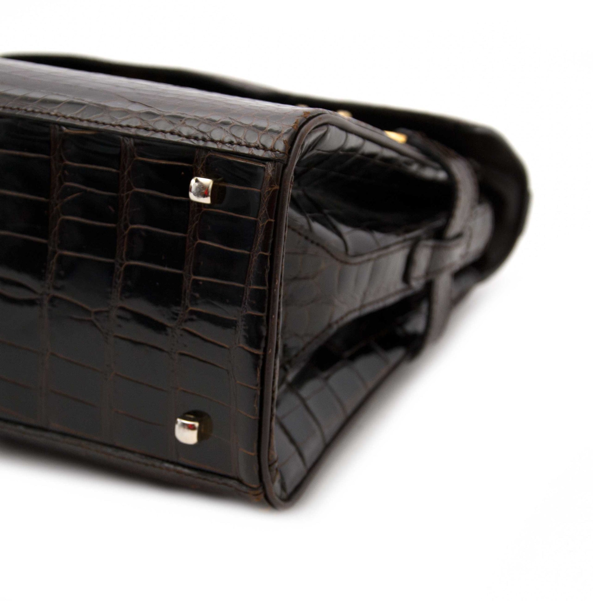 hard to find as new vintage Delvaux Tempete PM Croc Brown