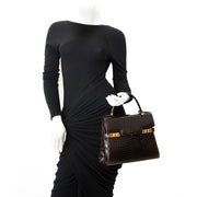 zoek jij online an de beste prijs Delvaux Tempete PM Croc Brown