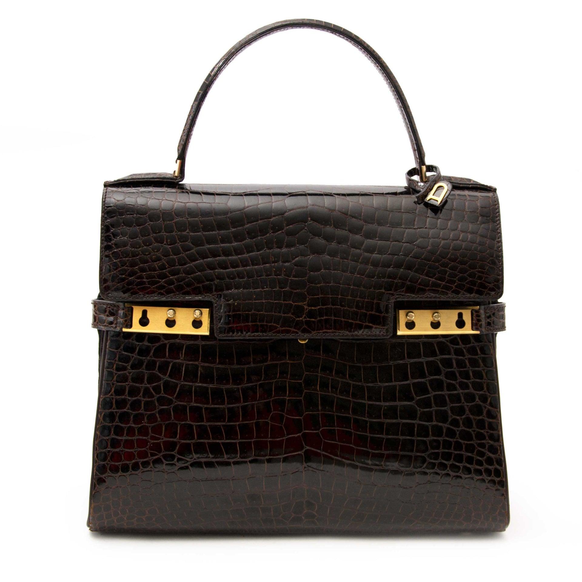shop safe online secondhand Delvaux Tempete PM Croc Brown