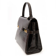 koop veilig online jou tweedehands Delvaux Tempete PM Croc Brown