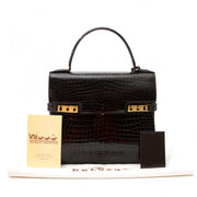 shop safe online secondhand Delvaux Tempete PM Croc Brown