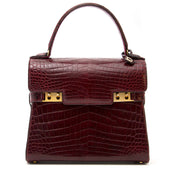 Koop en verkoop uw authentieke Delvaux Tempete PM Croc Bordeaux bij Labellov in Antwerpen