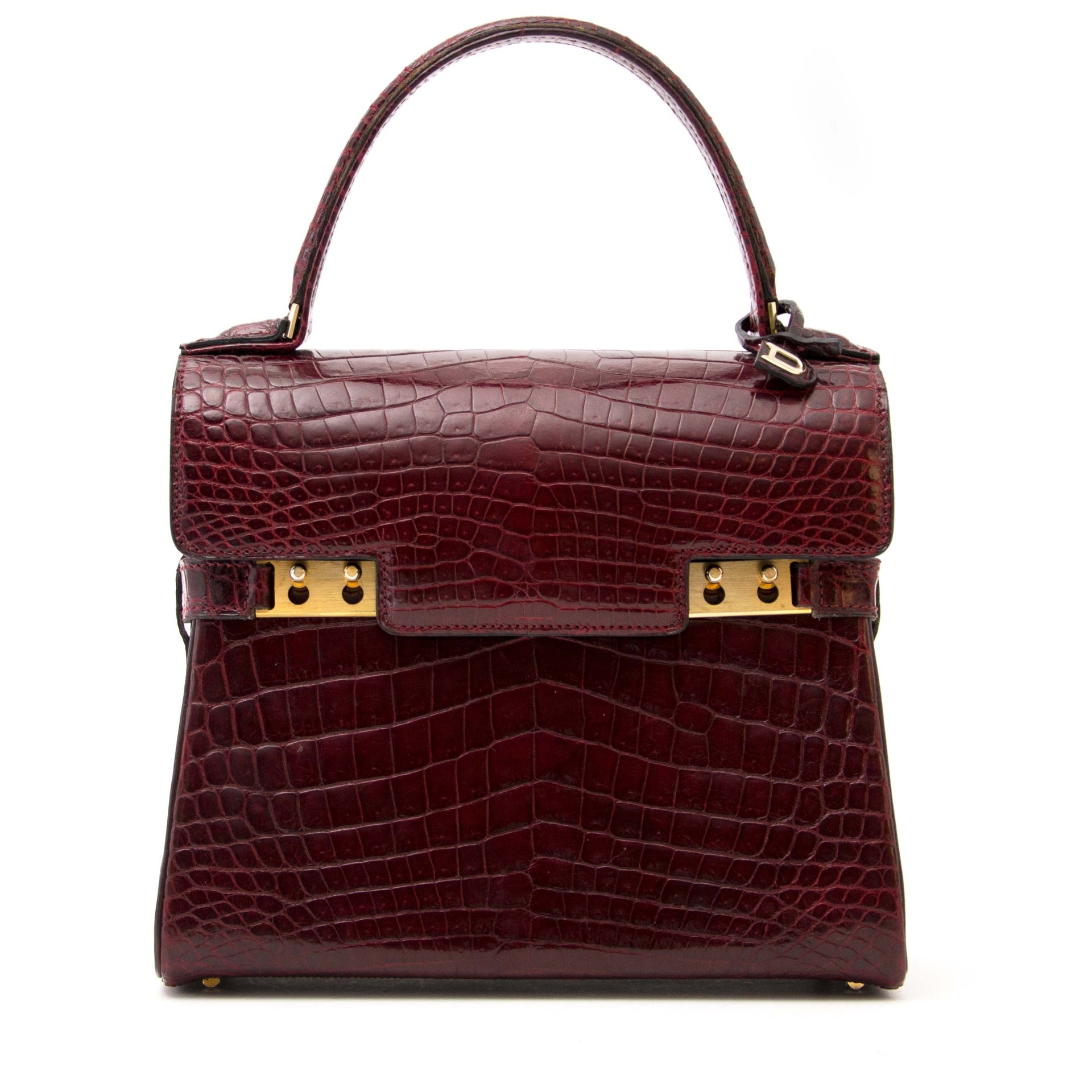 Koop en verkoop uw authentieke Delvaux Tempete PM Croc Bordeaux bij Labellov in Antwerpen