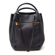 koop online jou Delvaux Dark Blue and Black Woven Toile de Cuir Top Handle Bag
