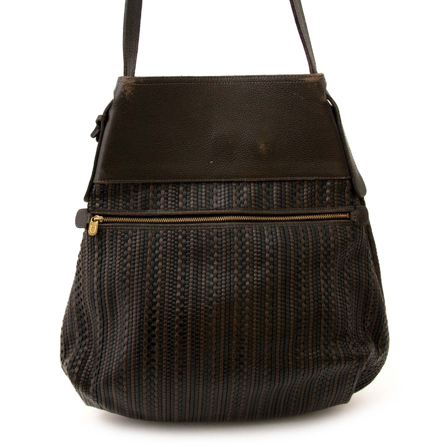 tweedehands Delvaux Dark Brown Toile De Cuir Bag te koop bij labellov