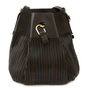koop Delvaux Dark Brown Toile De Cuir Bag bij labellov aan een goede prijs