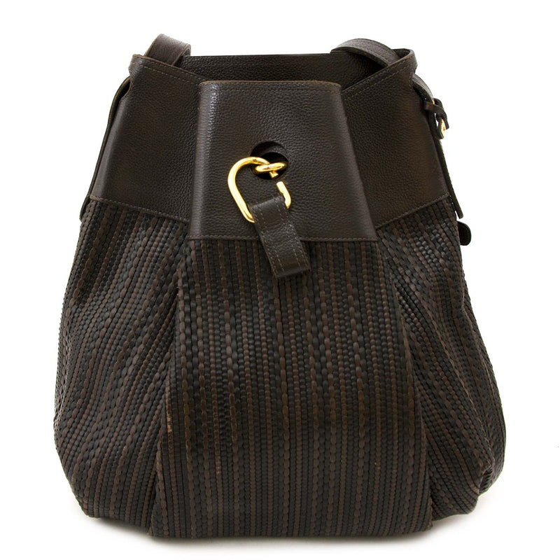 koop Delvaux Dark Brown Toile De Cuir Bag bij labellov aan een goede prijs