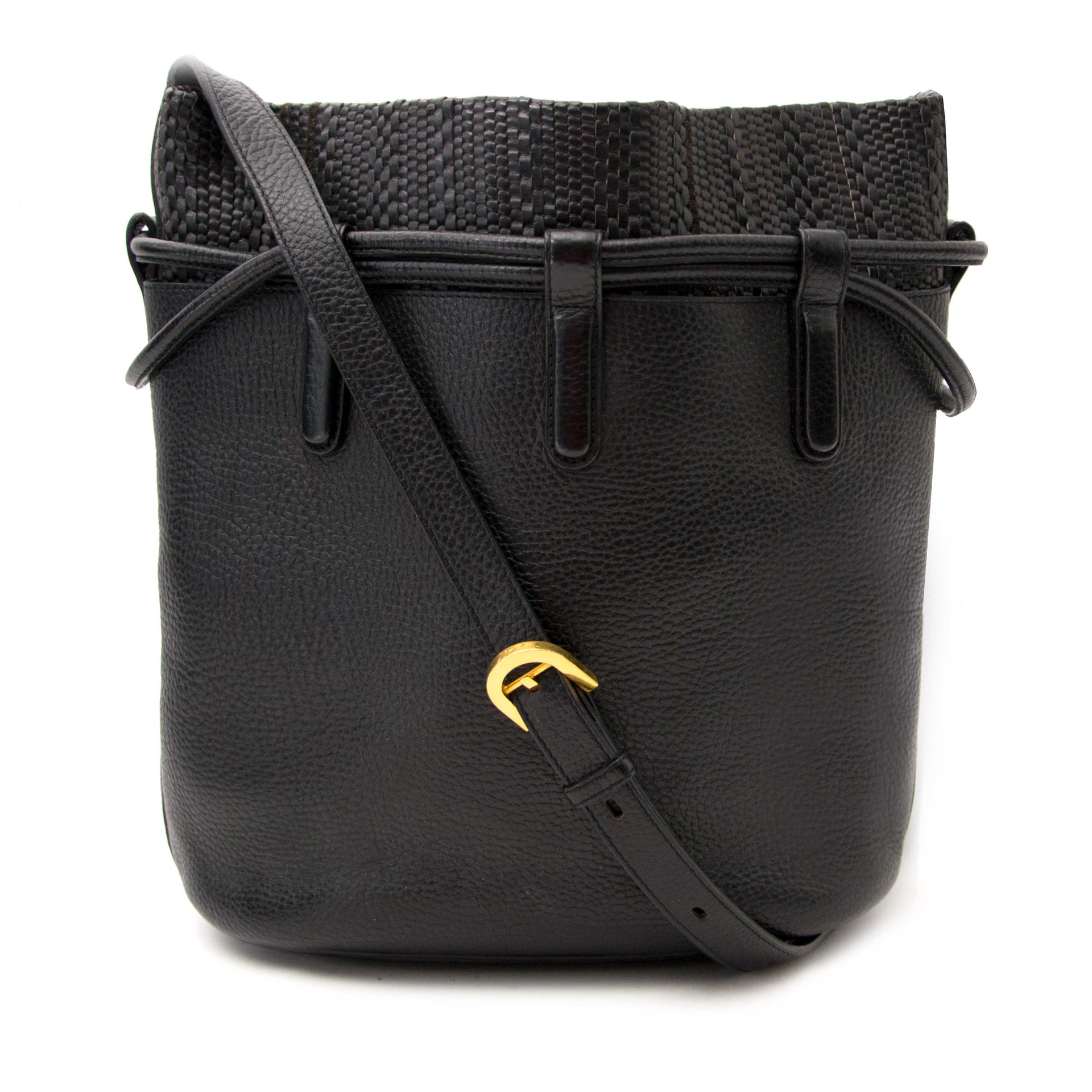 Buy a beautiful Delvaux Toile de Cuir Black Bucket Bag on labellov.com