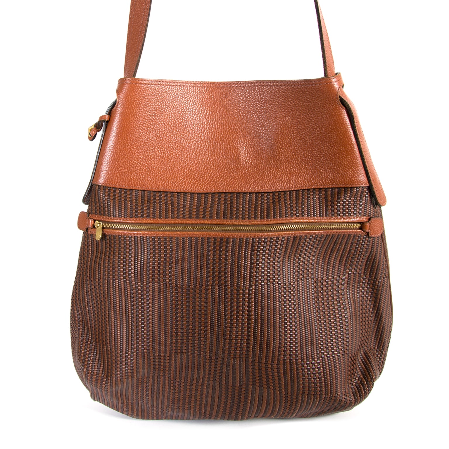Delvaux Cognac Toile De Cuir Shoulderbag now for sale at labellov vintage fashion webshop belgium