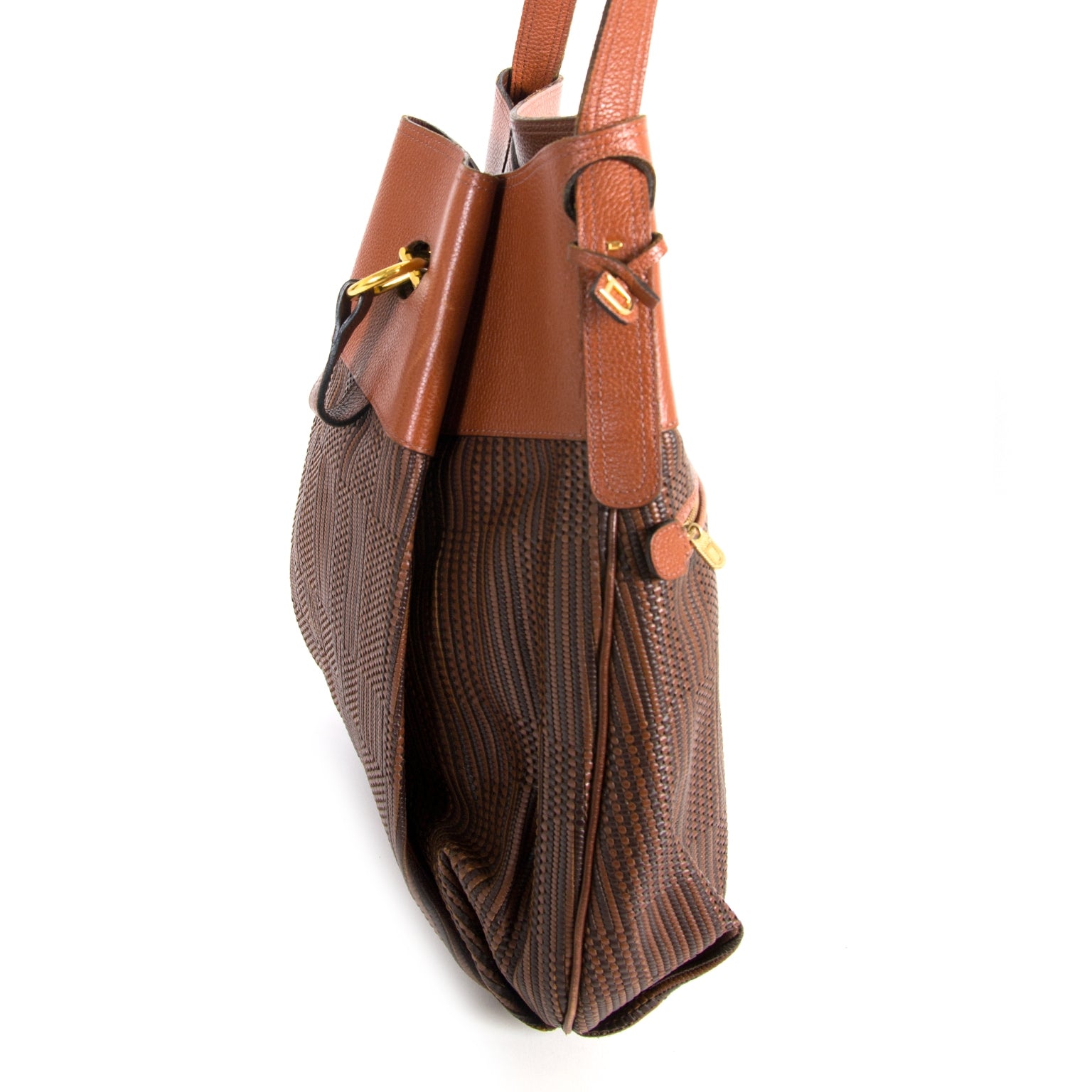 Delvaux Cognac Toile De Cuir Shoulderbag now for sale at labellov vintage fashion webshop belgium