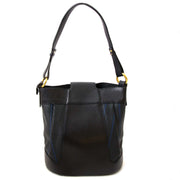 Delvaux Black And Blue Toile De Cuire Shoulder Bag veilig tweedehands luxe merken