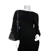 shop safe online your secondhand Delvaux Black And Blue Toile De Cuire Shoulder Bag
