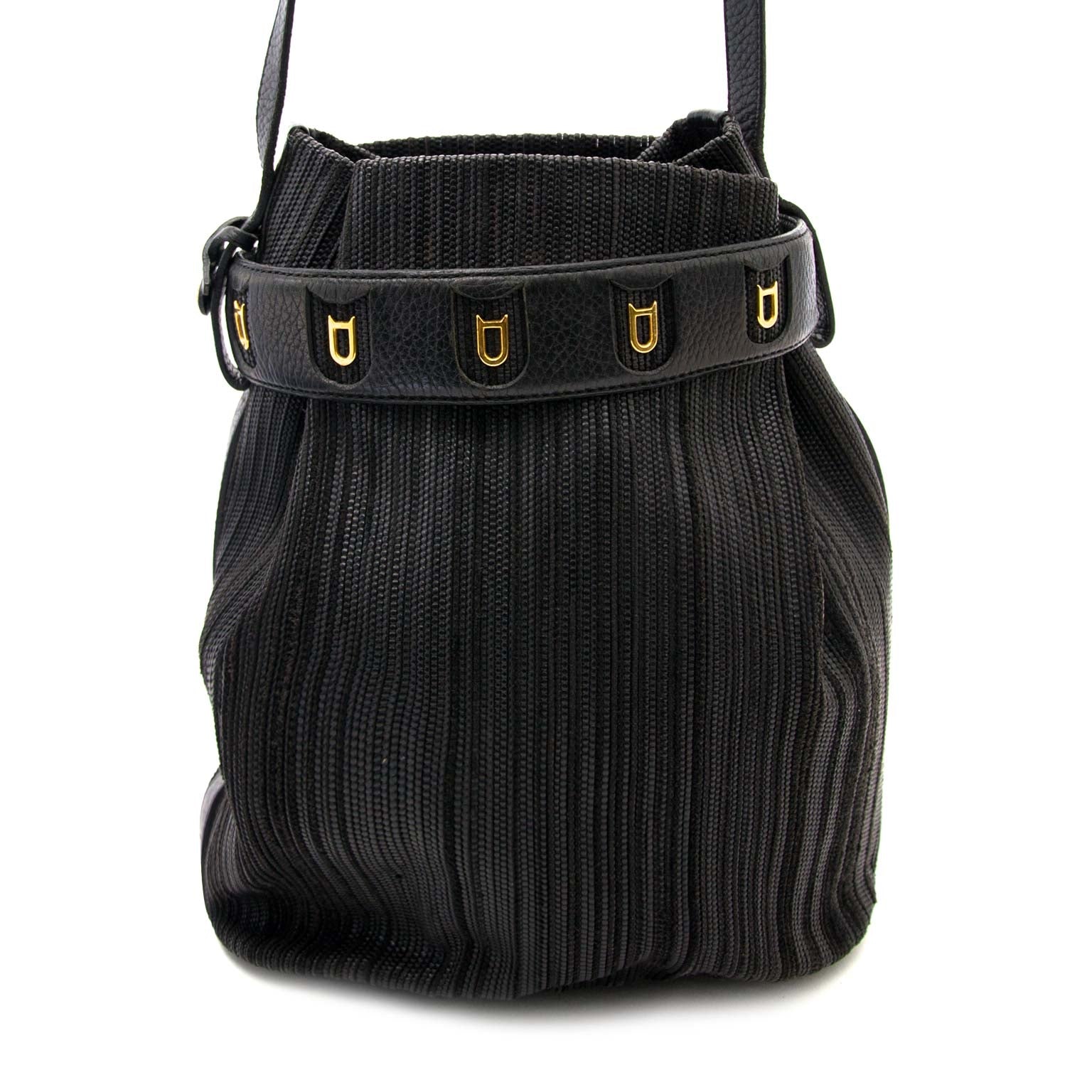 Delvaux Black 'Toile de Cuir' Bucket Bag online aan de beste prijs