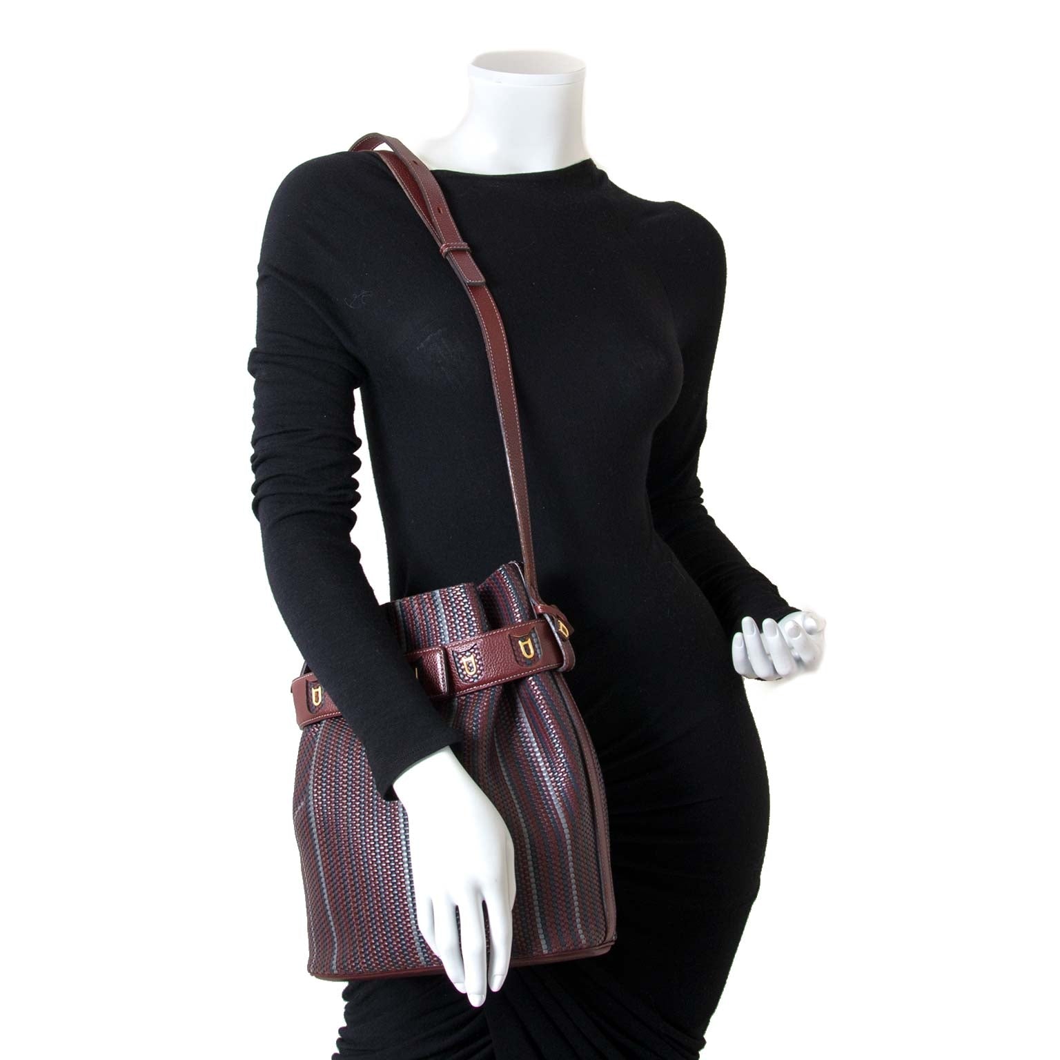 Delvaux Bordeaux Toile De Cuir Calicot now for sale at labellov vintage fashion webshop belgium