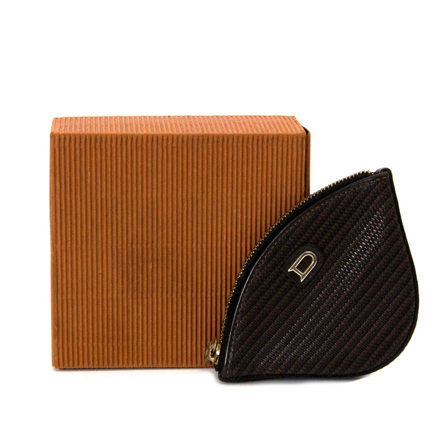 Delvaux Brown Toile De Cuir Coin Pouch now for sale at labellov vintage fashion webshop belgium