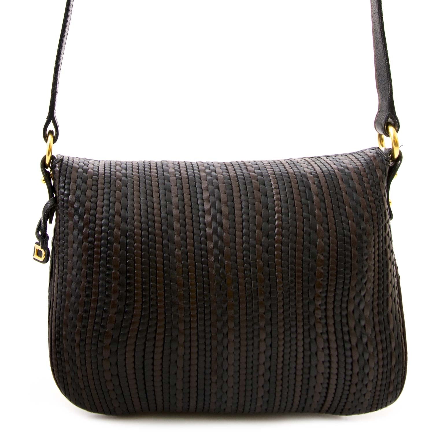 authentieke Delvaux Brown Toile De Cuir Shoulderbag te koop bij labellov