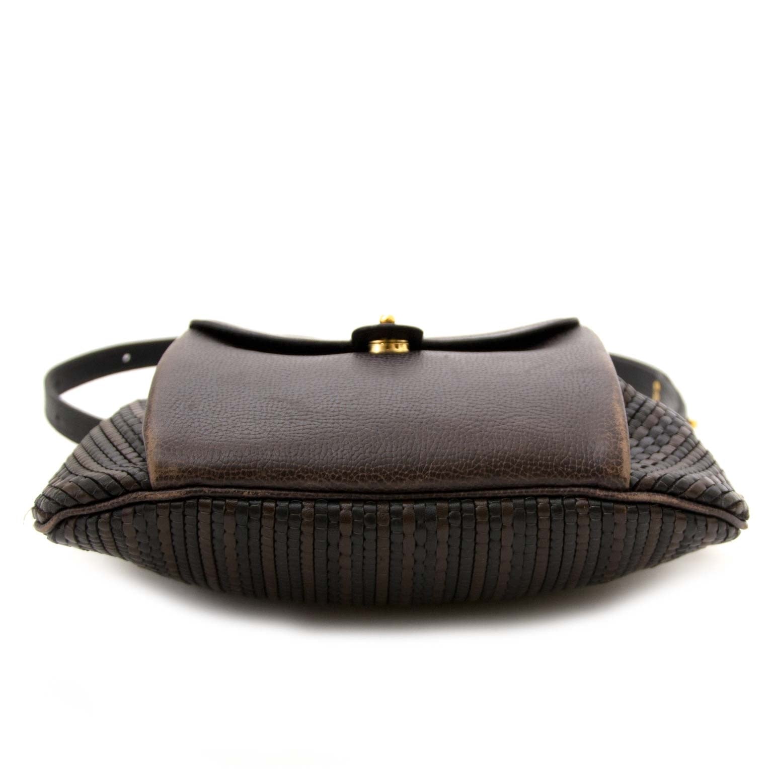 authentic Delvaux Brown Toile De Cuir Shoulderbag for sale at labellov