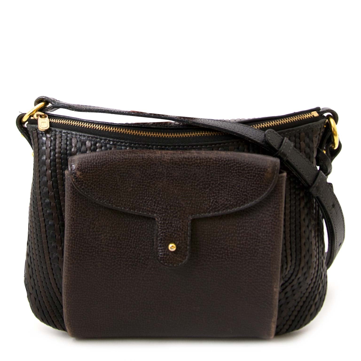 koop Delvaux Brown Toile De Cuir Shoulderbag at labellov