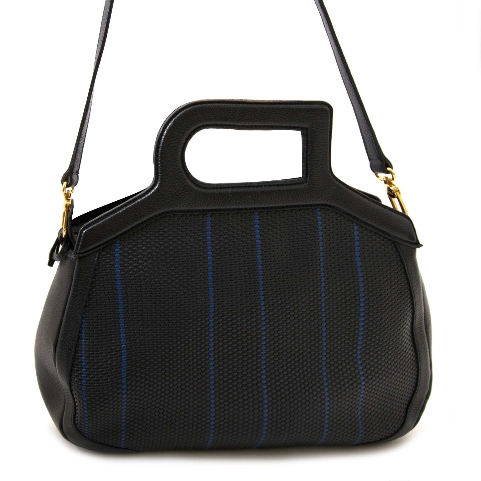 skip the waitinglist shop your Delvaux Blue Toile De Cuir Bucket Bag safe online