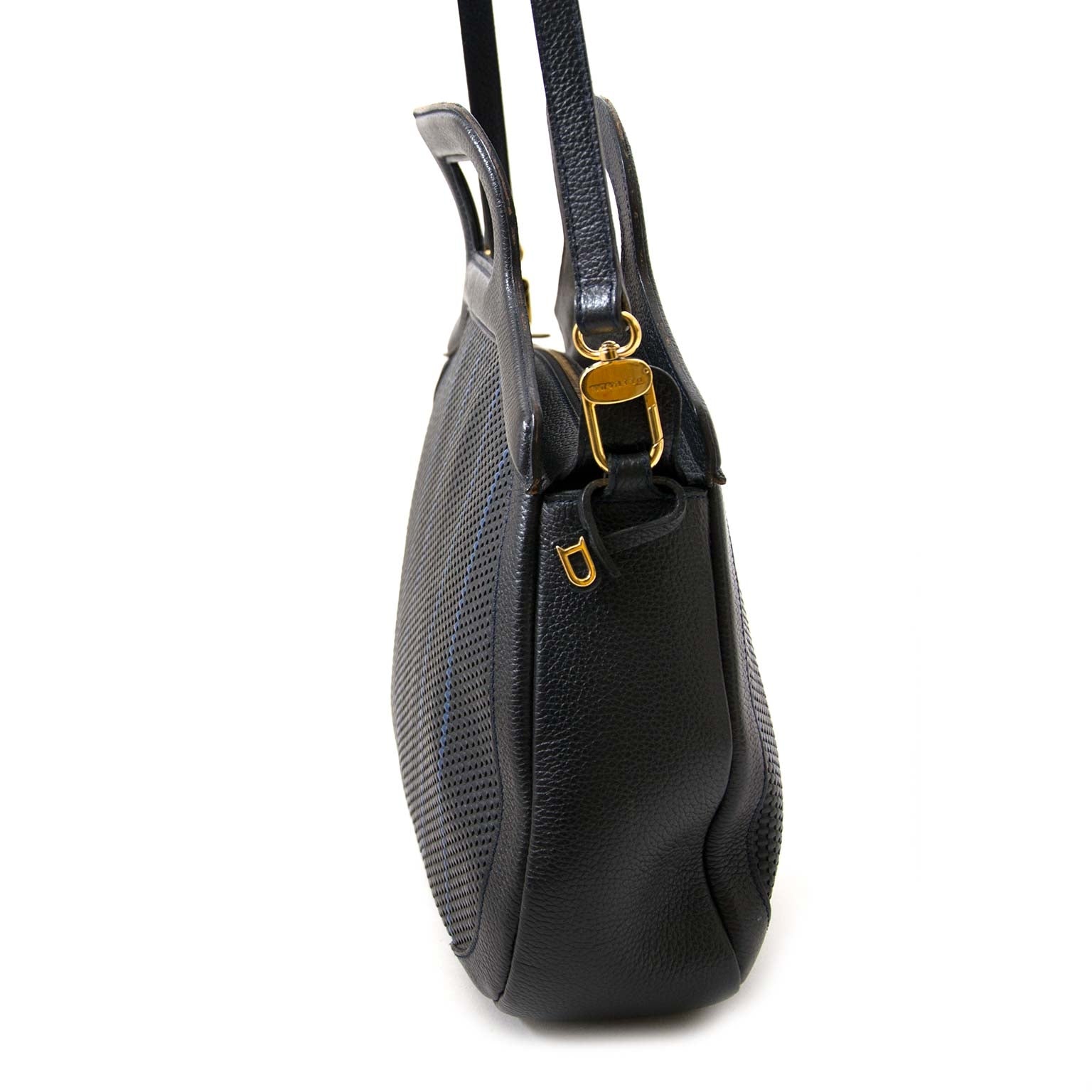 acheter en ligne seconde main Delvaux Blue Toile De Cuir Bucket Bag