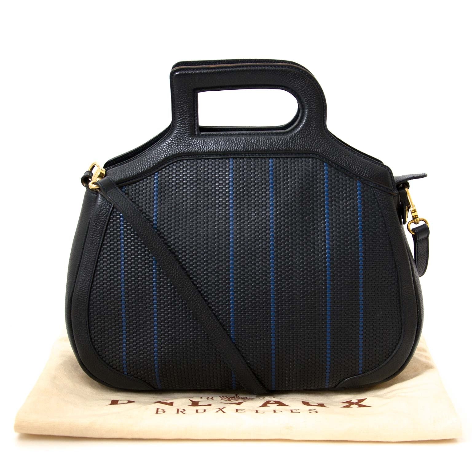 skip the waitinglist shop your Delvaux Blue Toile De Cuir Bucket Bag online for the best price