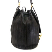 Delvaux Black Toile De Cuir Drawstring Bucket Bag now for sale at labellov vintage fashion webshop belgium