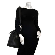Delvaux Black Toile De Cuir Drawstring Bucket Bag now for sale at labellov vintage fashion webshop belgium
