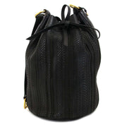 Delvaux Black Toile De Cuir Drawstring Bucket Bag now for sale at labellov vintage fashion webshop belgium