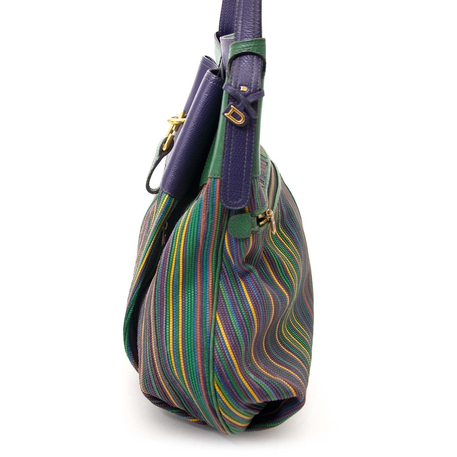 acheter en ligne seconde main Delvaux Multicolor Toile De Cuir Bucket Bag