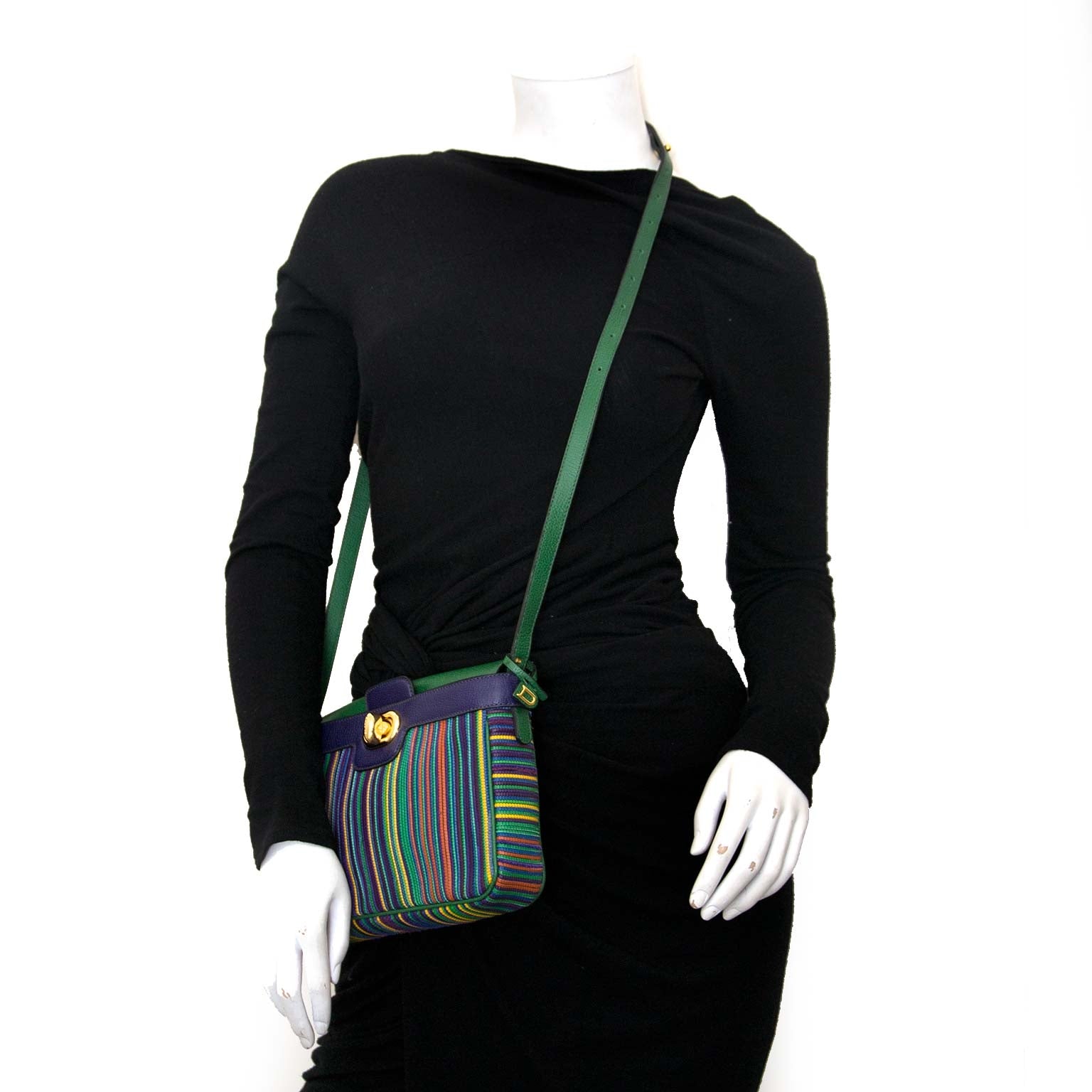 authentieke Delvaux Multicolor Toile de Cuir Crossbody Bag re koop bij labellov